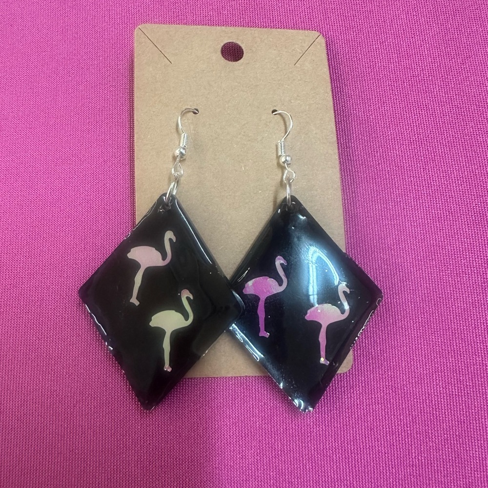 Black Flamingo Earrings